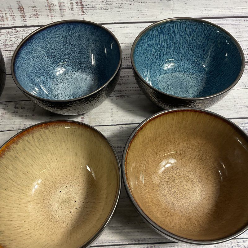Set Of 6 Mikasa Sapphire Stoneware Multicolor 5.5" Cereal Bowls