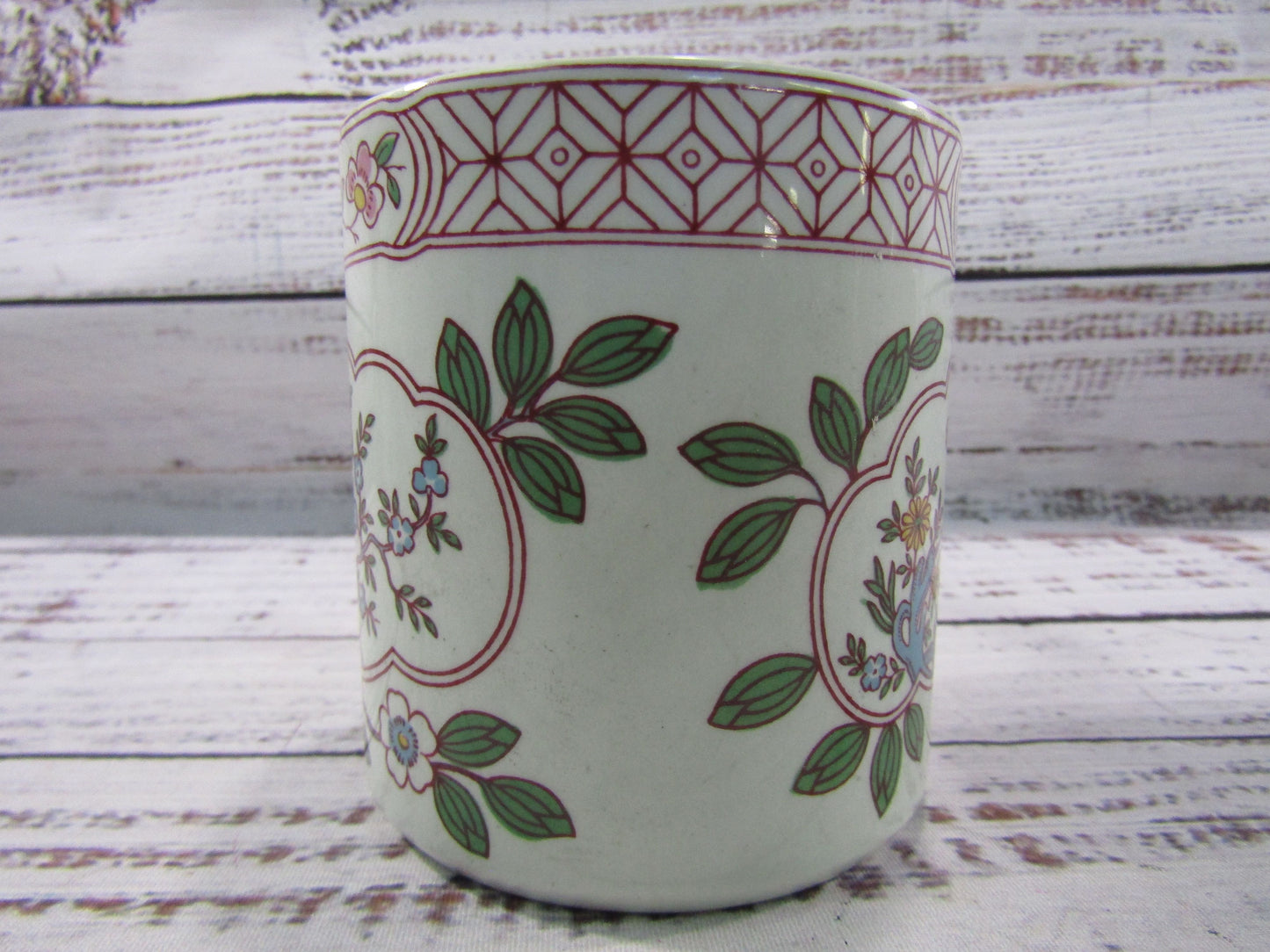 Adams Singapore Bird Floral Bird Motif Ironstone Mugs Made in England Set of 6