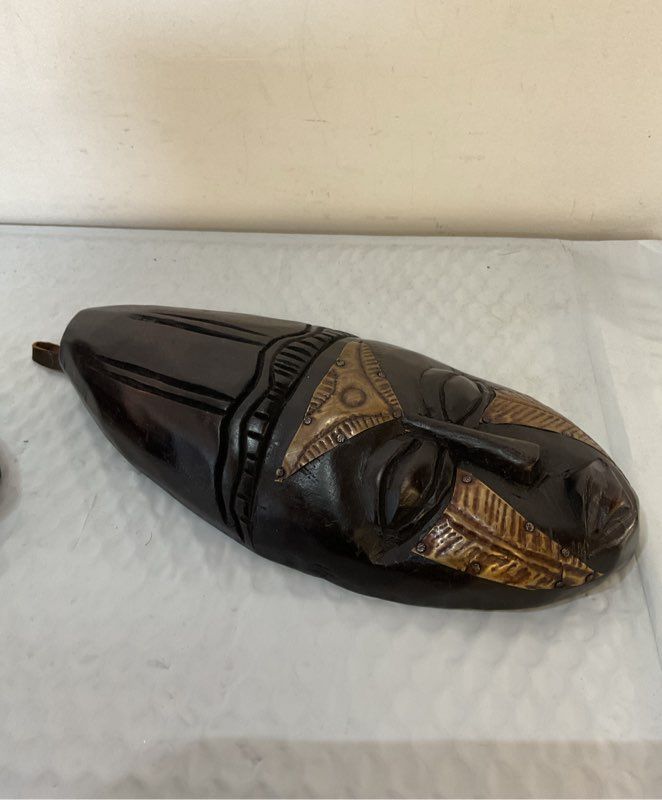Pair Of Vintage Handcrafted In Ghana African Masks