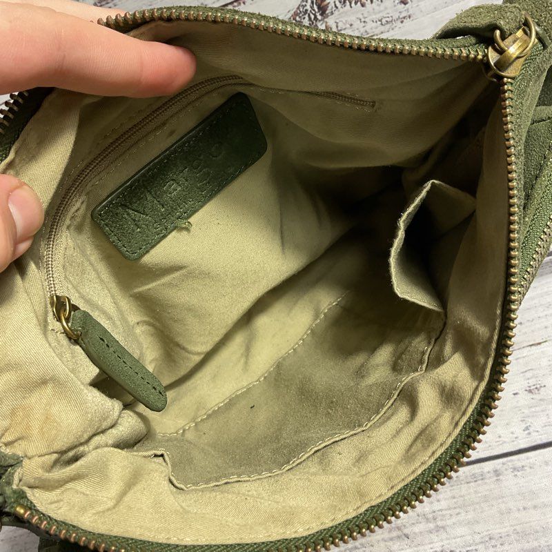 Margot New York Green Suede Crossbody Shoulder Bag Purse