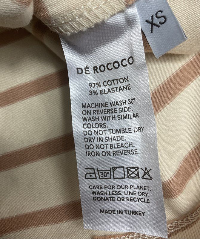 De Rococo Oversized Striped Short Sleeve Shirt Beige XS