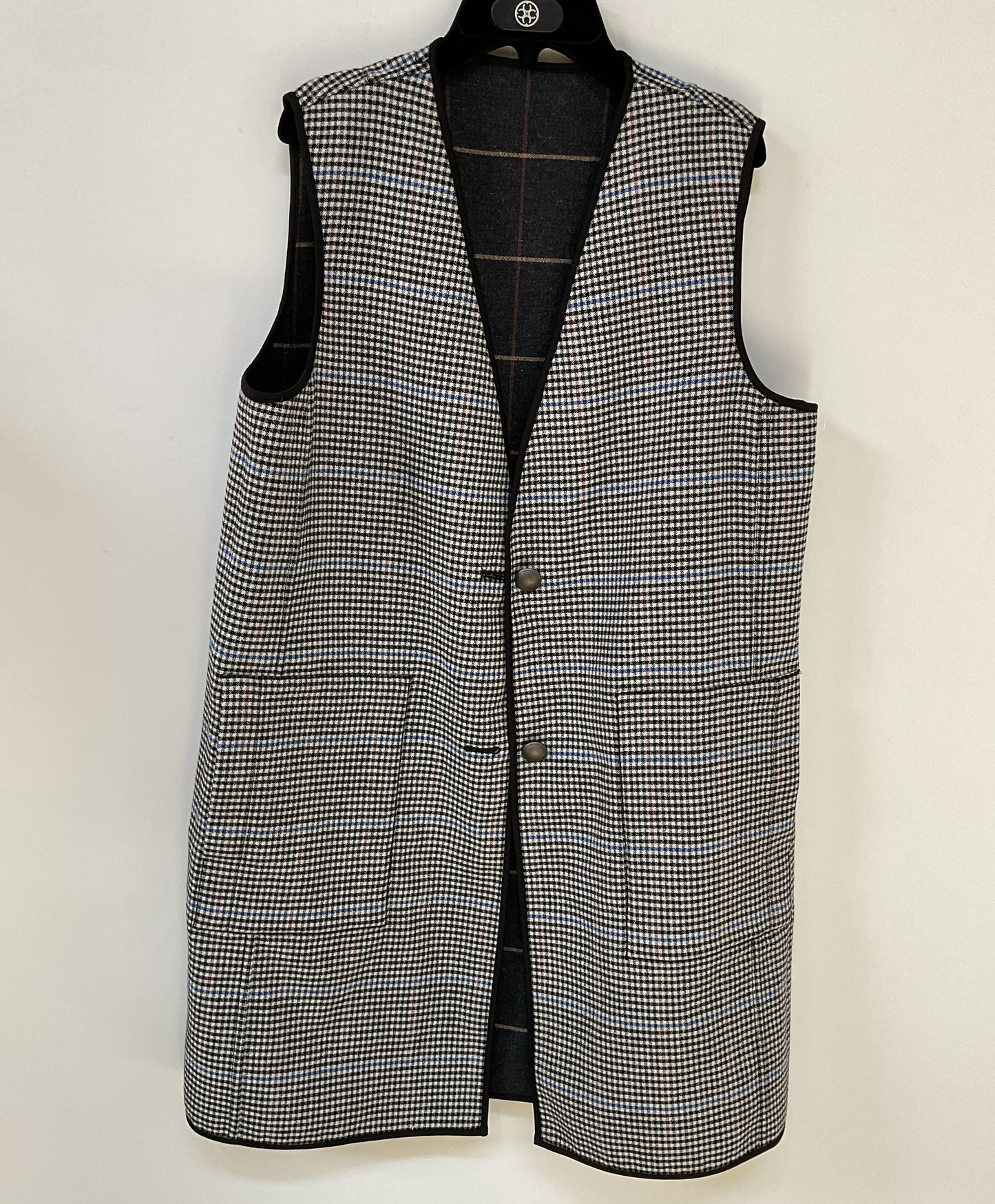 NWT Women's Carlisle Gray Plaid/Houndstooth Reversible Vest Dress Size 10