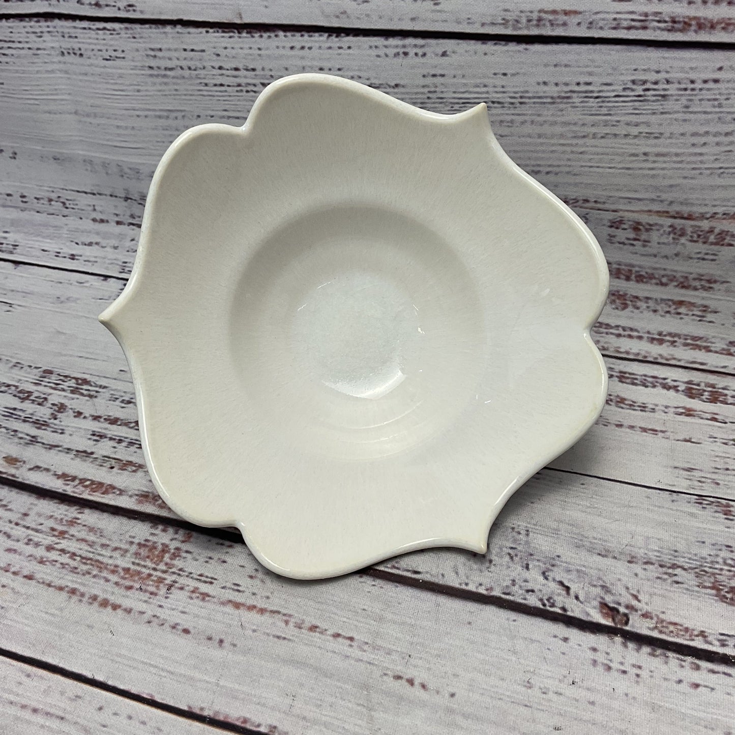 Decorative Scalloped Edge Dripping Glaze Design Signed Bowl 5.5"