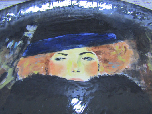 Gustav Klimt Lady with Hat and Feather Boa Decorative Wall Art Plate