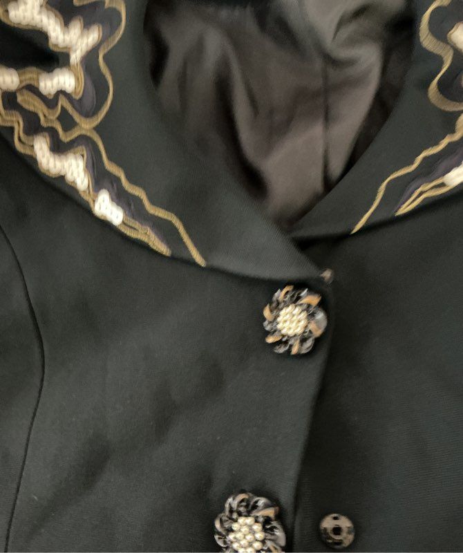 Women's Ecaille Paris Black Jacket with sequined detail & buttons Size 44/US12