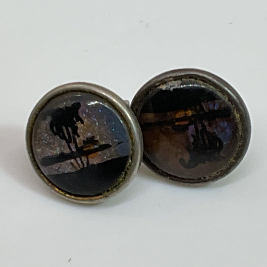 Sterling Silver Morpho Butterfly Wing Stud Earrings- 1.33g