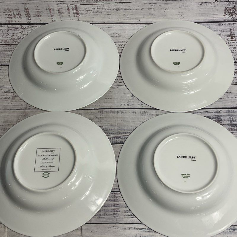 Limoges Laure Japy March Aux Herbes 9" Rim Soup Bowl 8 Pc French Porcelain Set