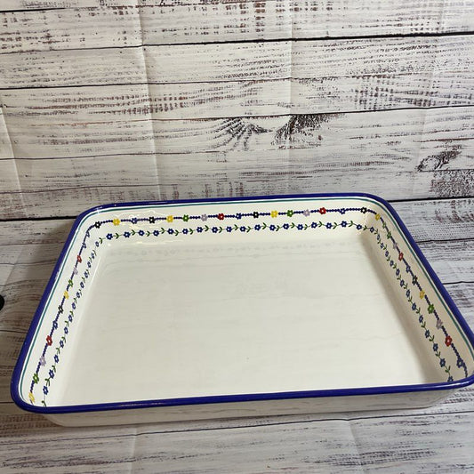 THE LAST LINE Large Rectangle Serving Tray Multi Floral Enamel- 15.25" X 18"