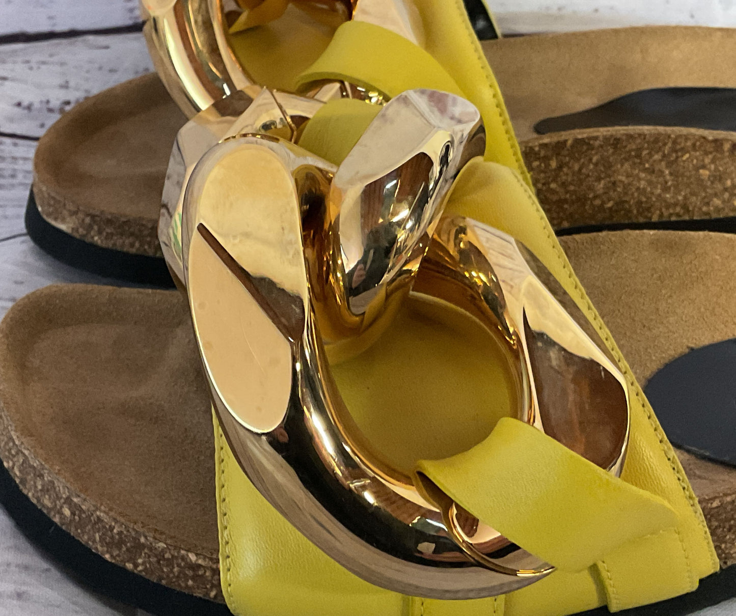 JW Anderson Leather Chunky Chain Sandals Yellow 5
