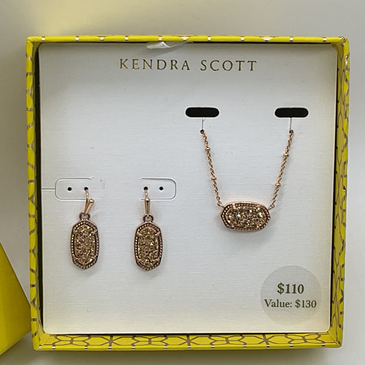 NEW KENDRA SCOTT Rose Gold Elisa Drusy Necklace and Lee Drusy Earring Set