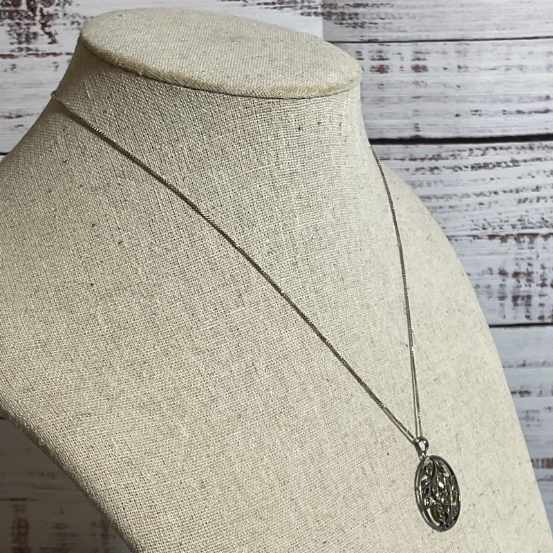 BOMA Sterling Silver Marcasite Pendant Box Chain 18" Necklace- 5.49g