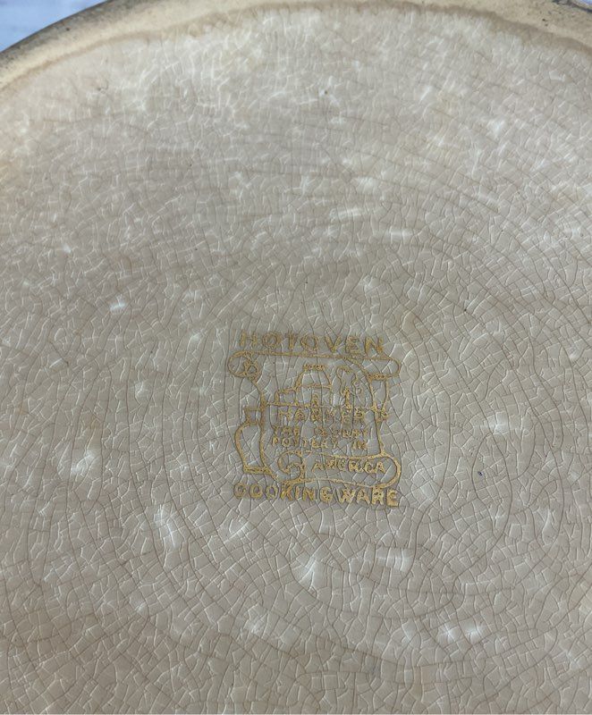 Hotoven Harker Cookware Bowl Silver Colored Rim Cross Stitch Floral Pattern