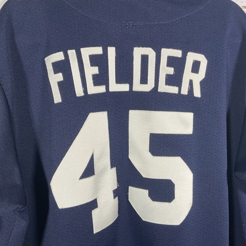 Majestic Vintage Navy Yankees Fielder #45 Button Down Baseball Jersey - Size XXL