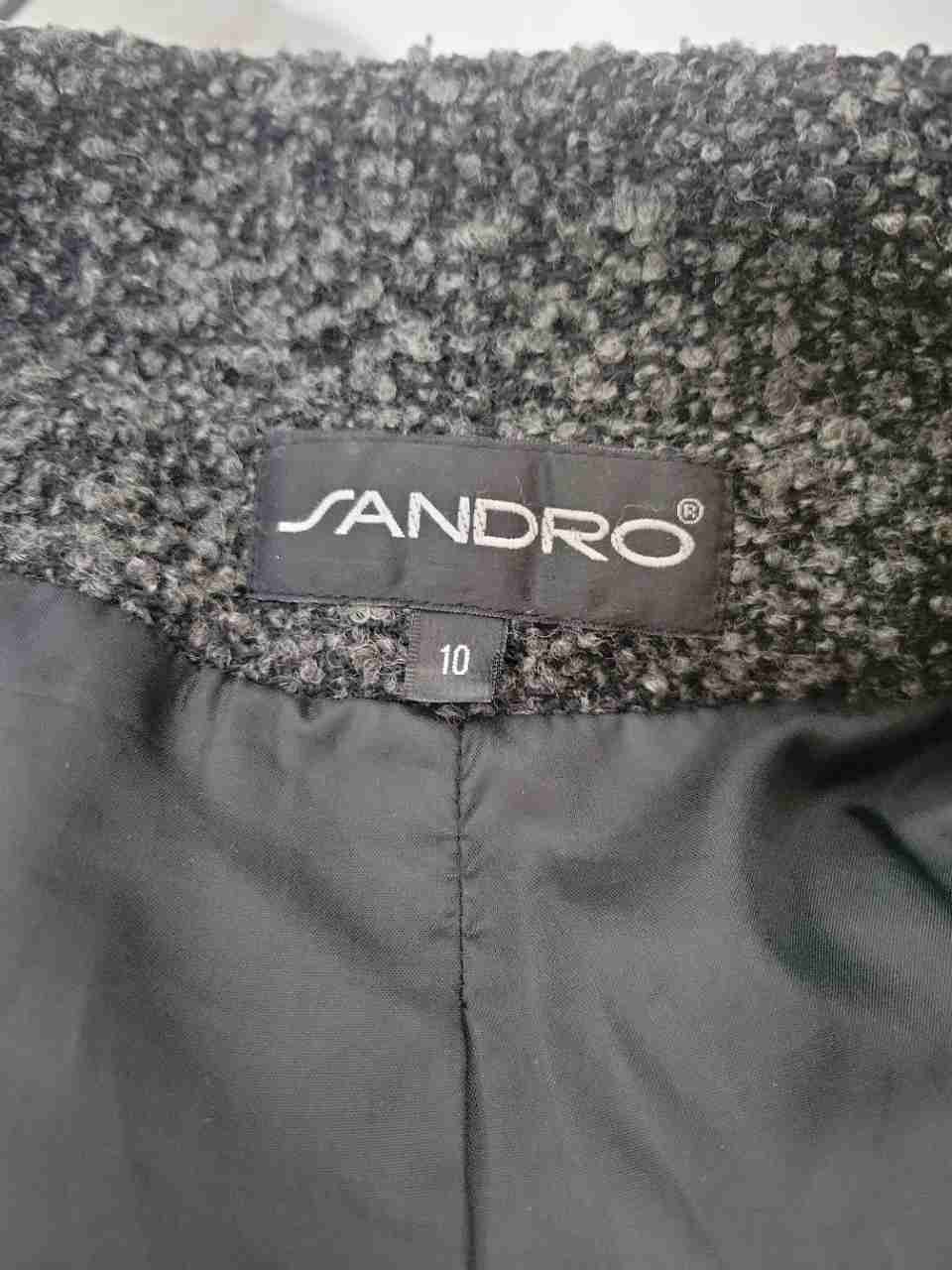 Women's Sandro Charcoal Gray Tweed Coat Size 10