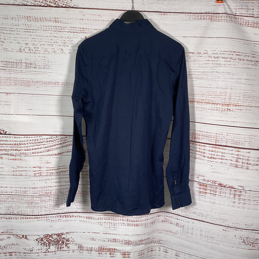 Ted Baker Navy Blue LS Jersey Long Sleeve Button Down Shirt - Size 3