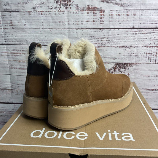 Dolce Vita Ardy Plush Waterproof Brown Suede Snow Boot Women's Size 5