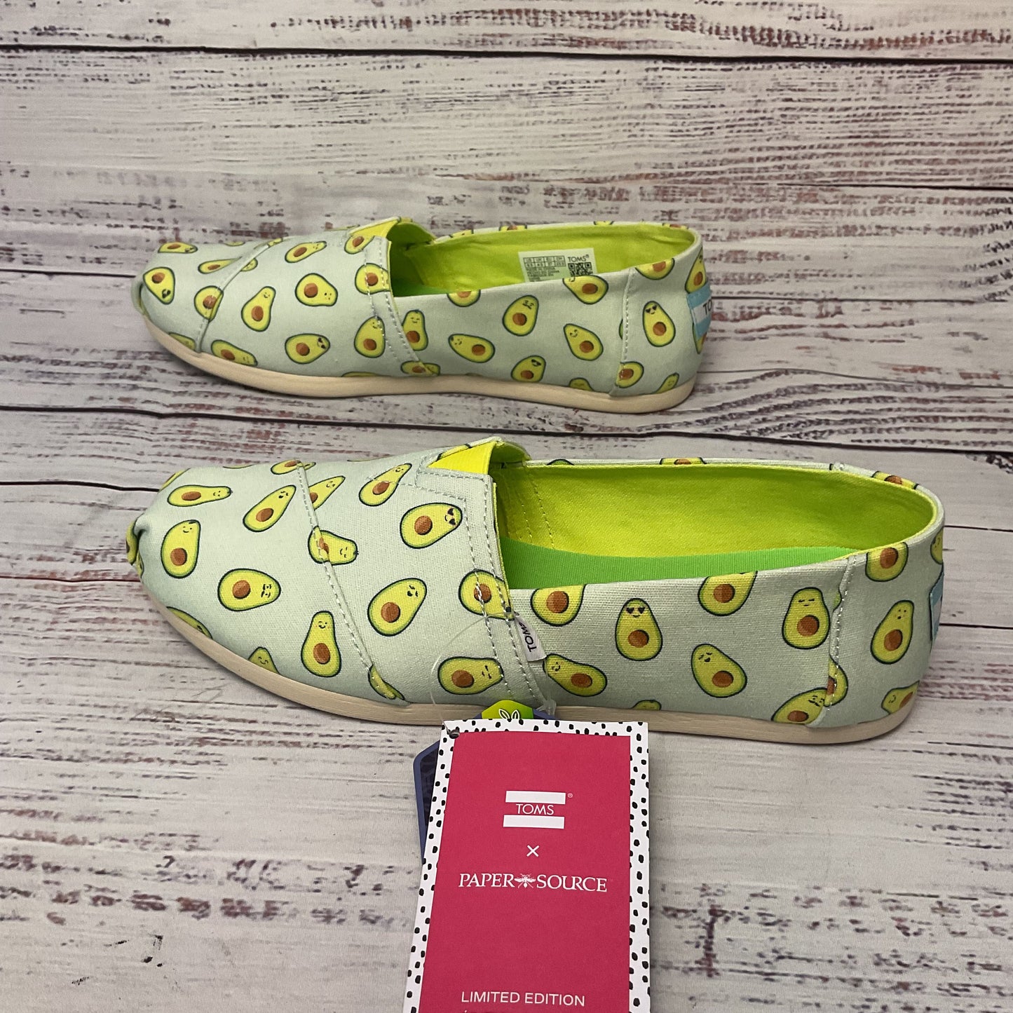 Toms X Paper Source Avocado Green Slip-On Casual Shoe Women 6.5 New W/ Box