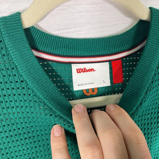 Wilson Blue/Green Colorblock Loose Knit Crewneck Sweater - Size L