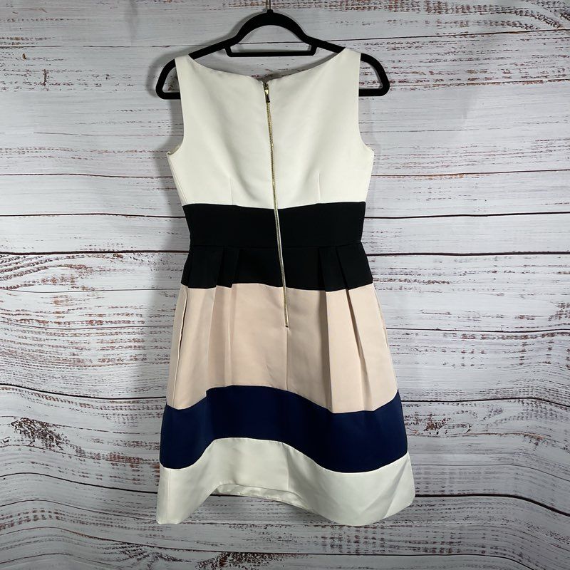 NWT Kate Spade Cream Colorblock Sleeveless Bow Dress Size 4 MSRP $478