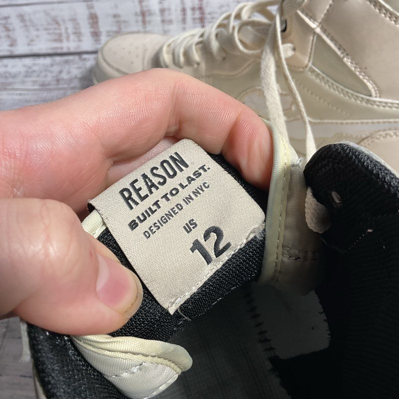 Reason Flaming Skull Cream Hi Top Sneaker Casual Shoe Men's 12