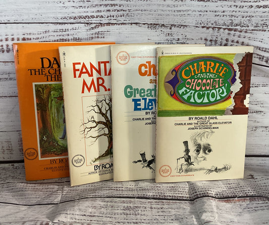 Charlie & The Chocolate Factory Plus 3 Additional By Roald Dahl Vintage Book Set