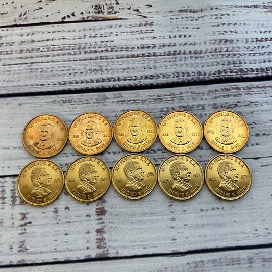 Set of 10 VINTAGE George W. Bush and Richard Nixon Commemorative Tokens/Coins