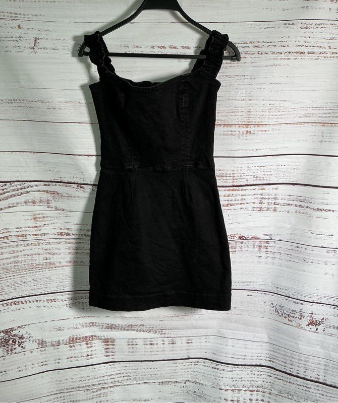 Women's Reformation Jeans Black Filis Denim Mini Dress Size 2