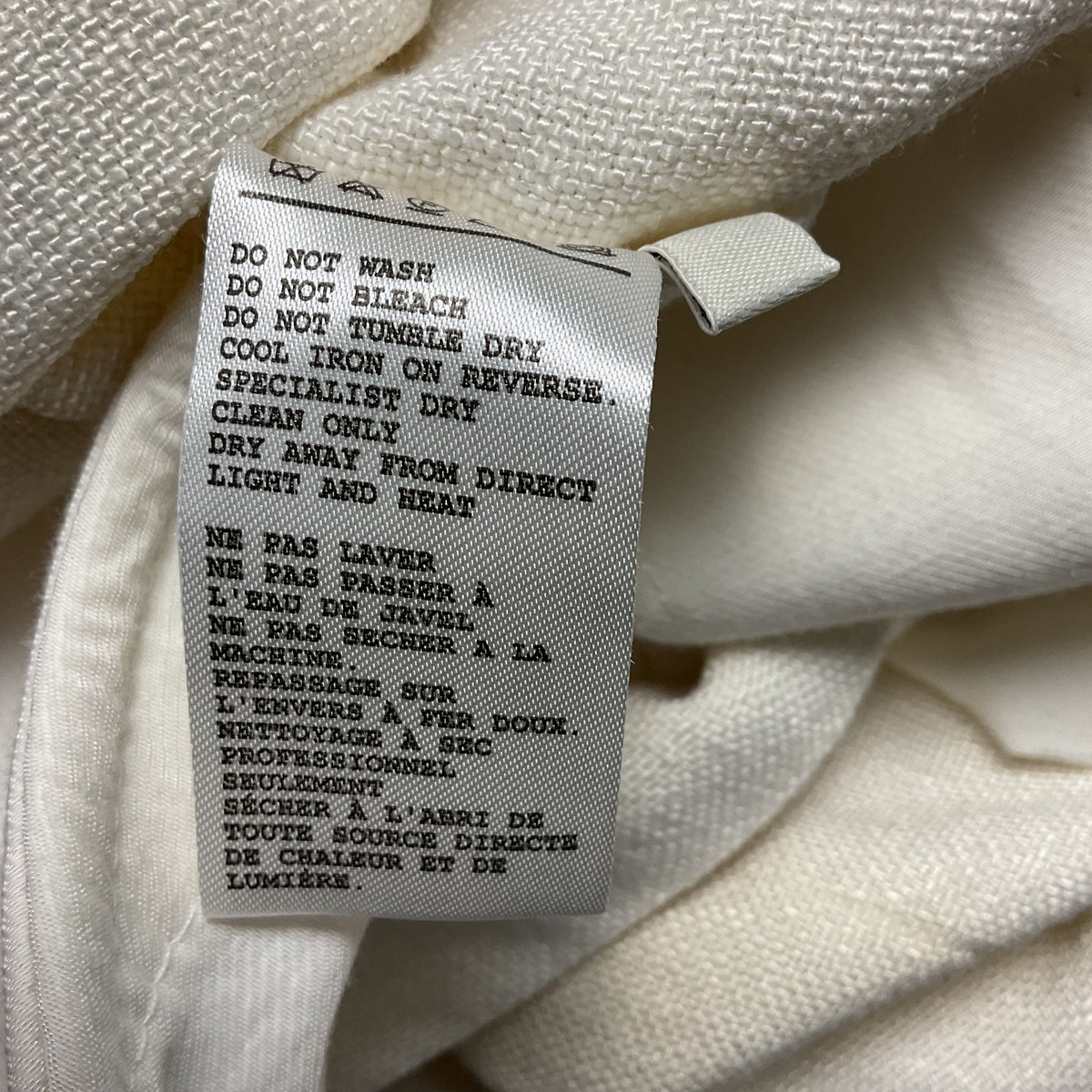 Tove Ecru White Knit Pleated Trousers Pants - Size 42 As-Is Stained
