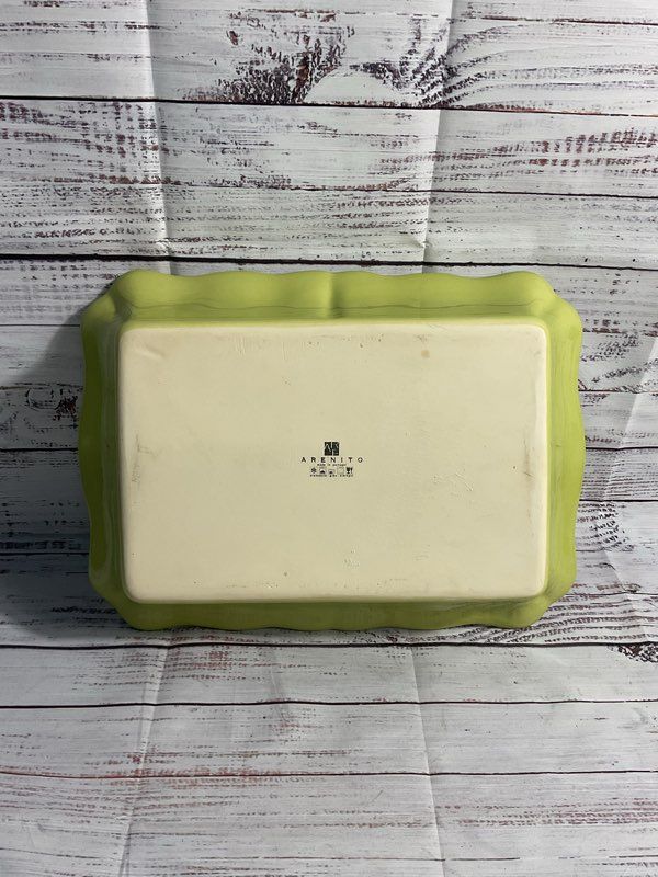 Arenito Stoneware Green Casserole Tray Made In Portugal 14.5" X 10.5"