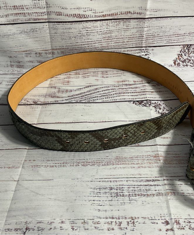 Tony Lama Snakeskin Black Leather Belt Size 32 Men's #GL34507