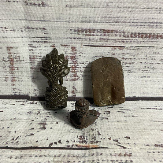 Lot Of 3 Tibetan Buddhist Mini Brass Sitting Meditation 2" Mini Idols