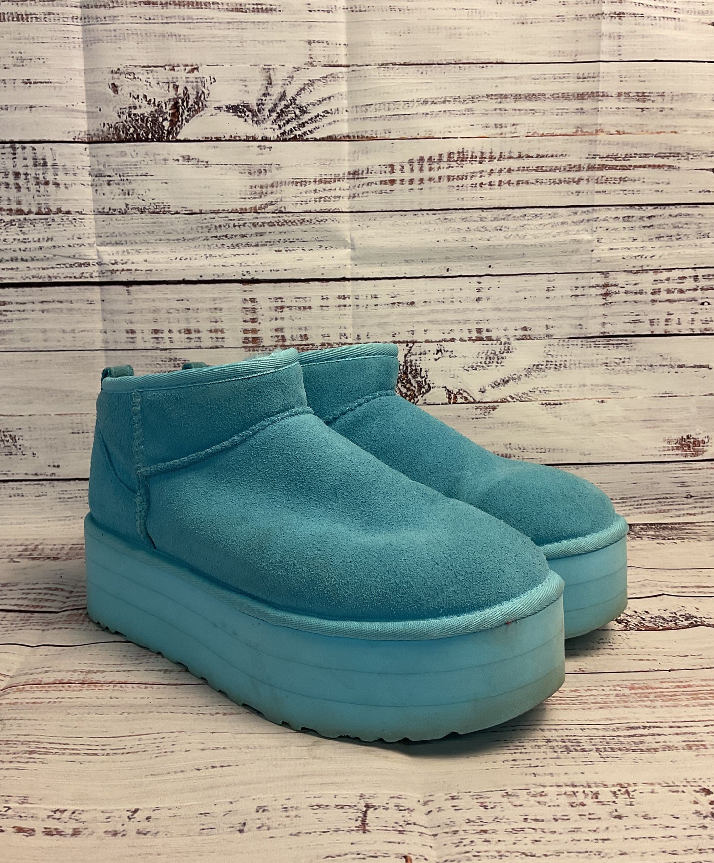 Cute Platform Ankle Skye Blue UGG Boot Slippers, Size Women's 11