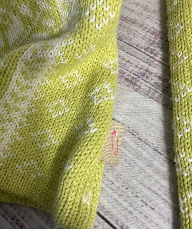 Obermeyer Women's Quarter Zip Nordic Pattern Lime Green Sweater Size S