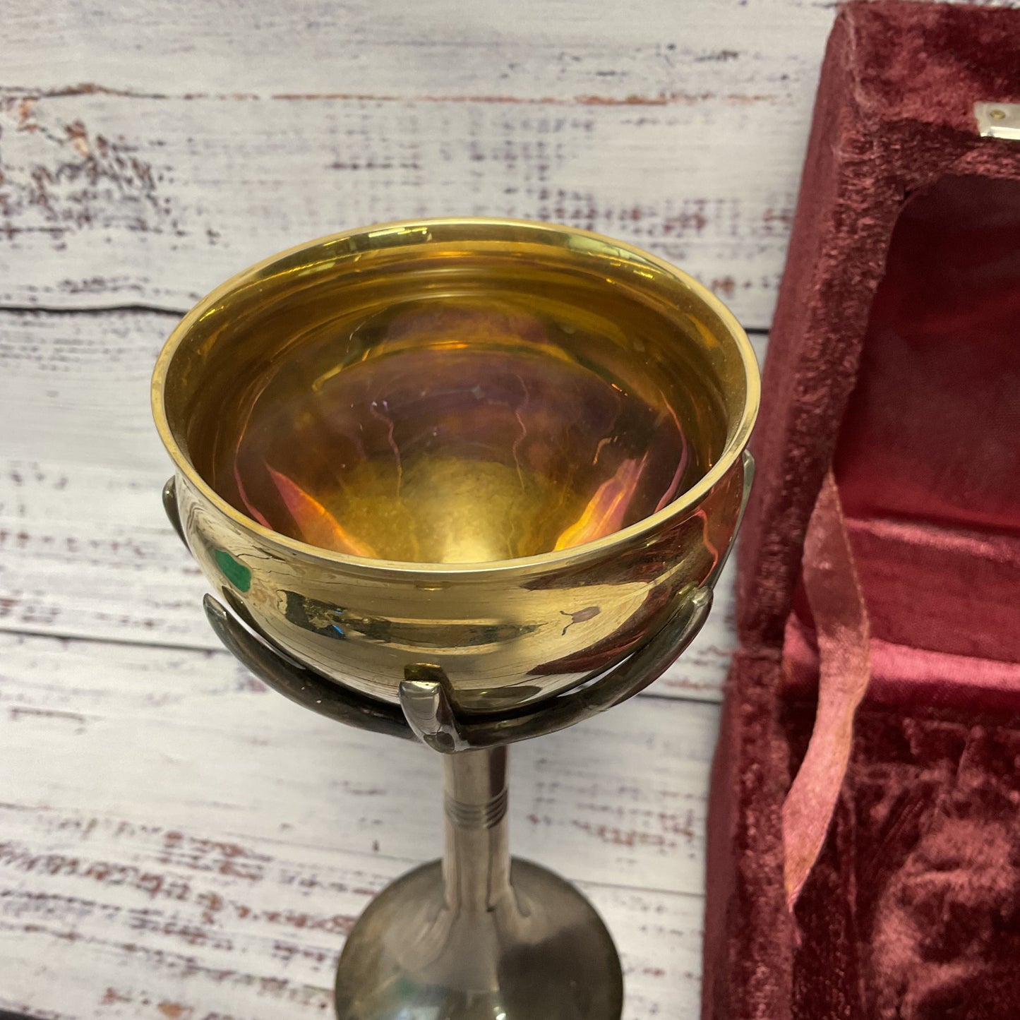 Rosenthal Silver & Gold Plated Tree Of Life Kiddush Cup Goblet W/ Case