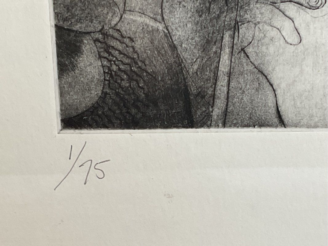 VTG. Signed ROLAND JARVIS "Snooker" Drypoint on Steel Etching Print