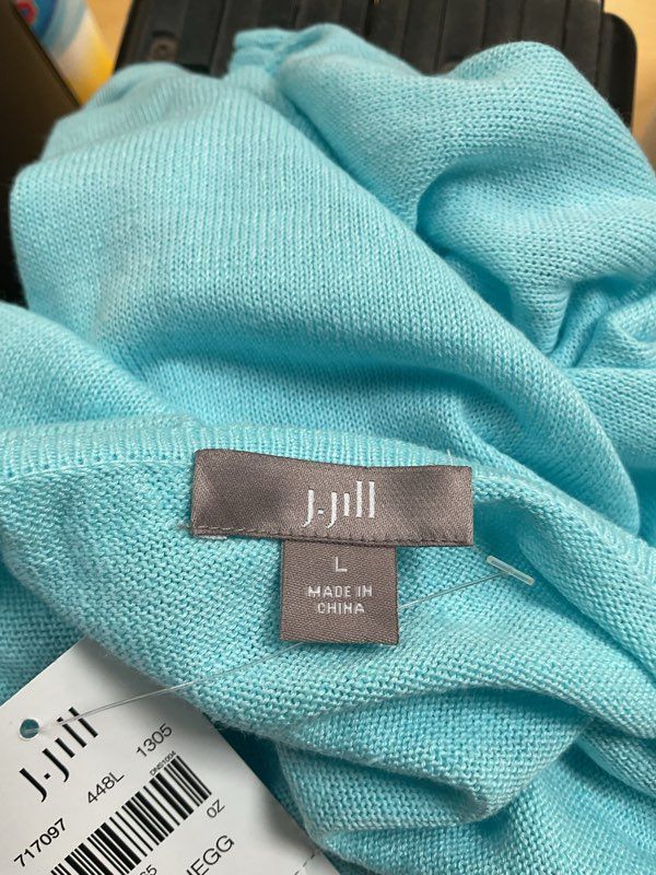 NWT Women's J Jill Blue Robin Egg Linen Blend Open Cardigan - Size L