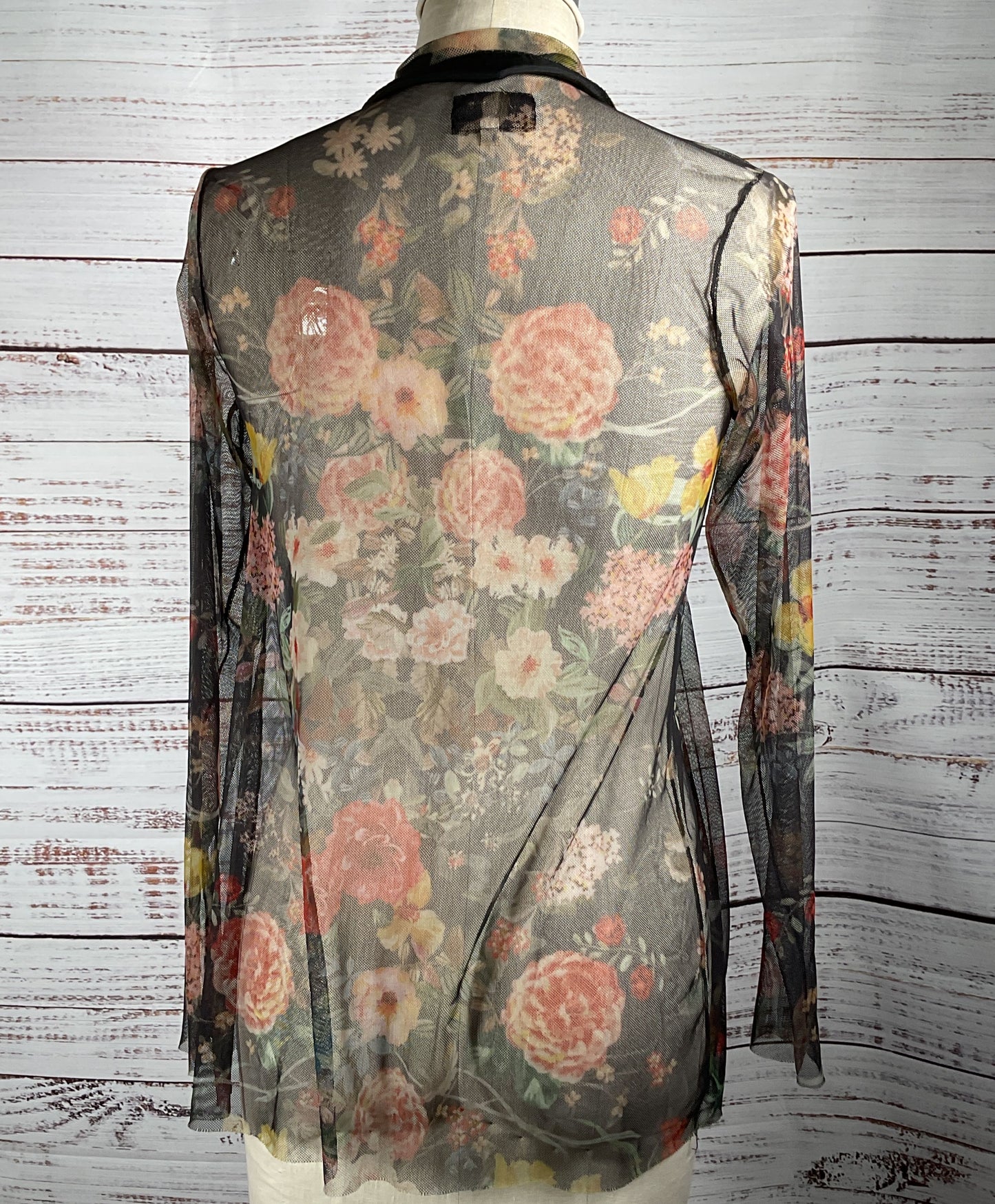 Biya By Johnny Was Sheer Floral Shirt Multicolor S