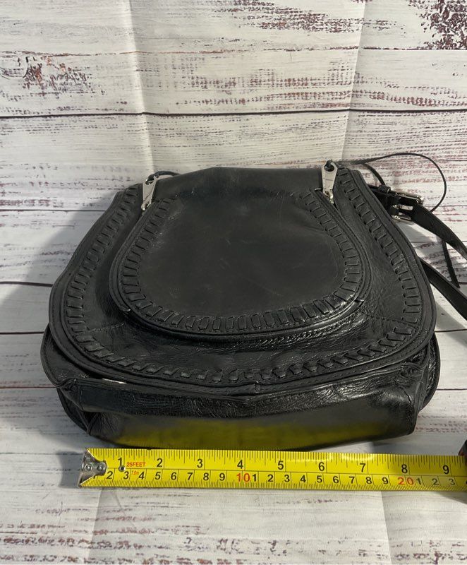 Rebecca Minkoff Black Leather Vanity Saddle Tassel Large Crossbody Bag