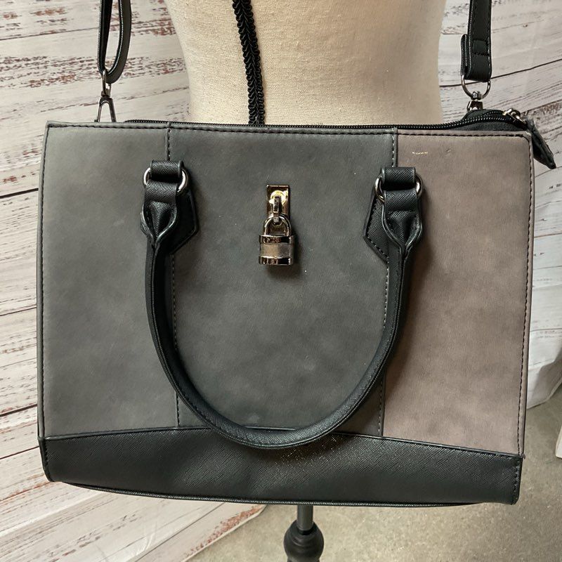 DAVID JONES Women's Black/Gray Leather & Suede Crossbody/Shoulder Bag