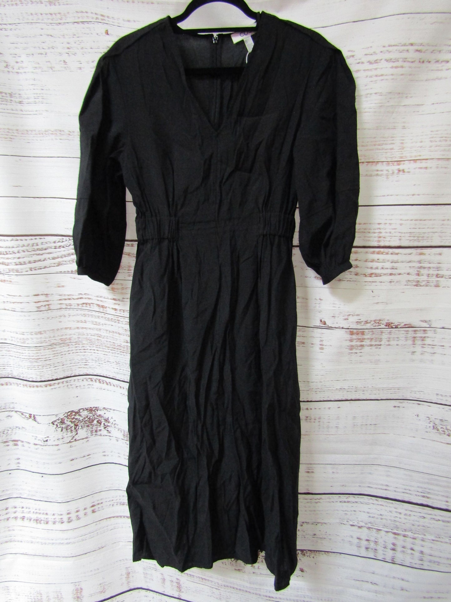 COS Voluminous Women's Black Long Sleeve V-Neck Dress Size 6