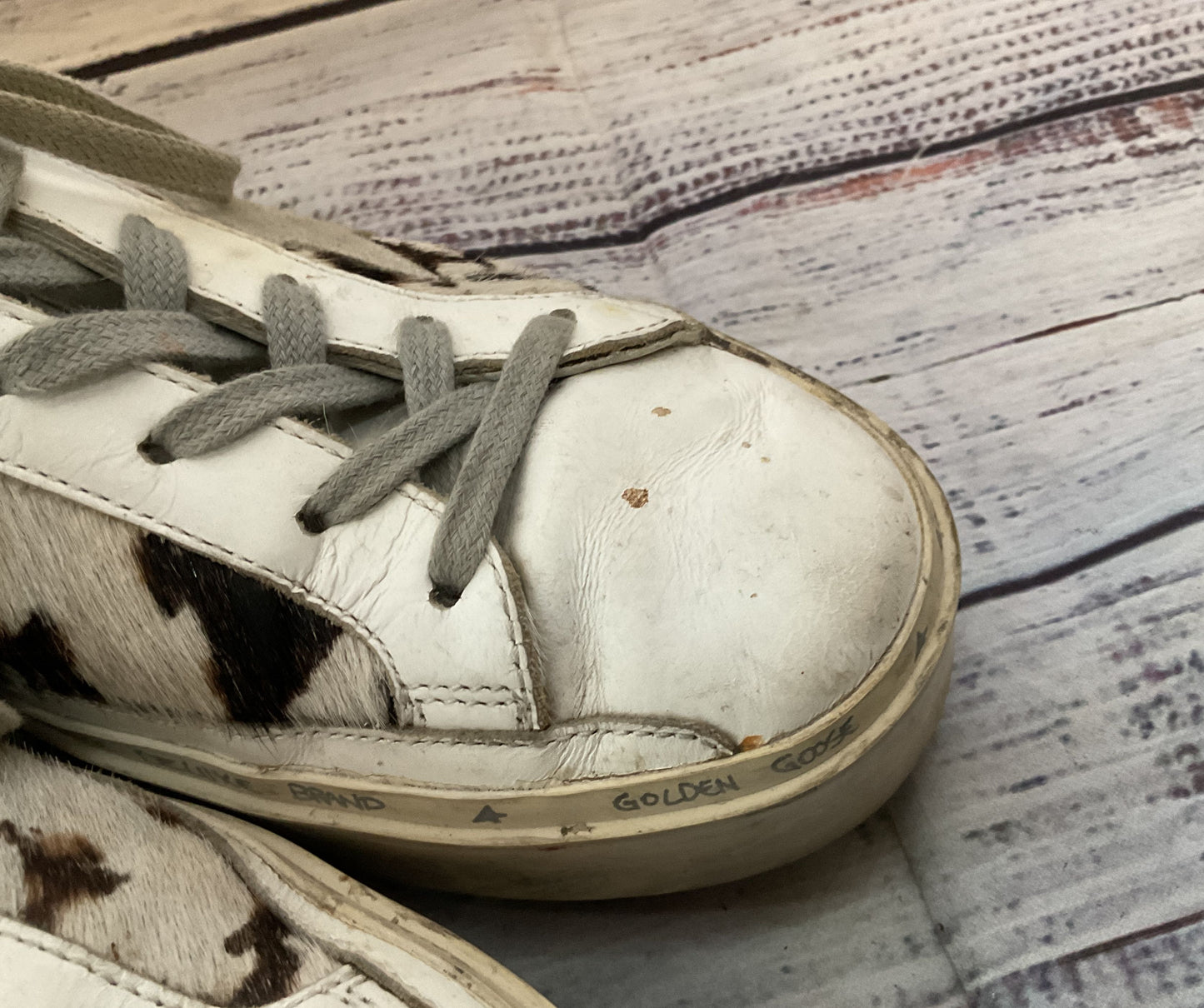 Golden Goose Hi Star Private Edition Leopard Print Calf Hair Sneakers Multi 7.5