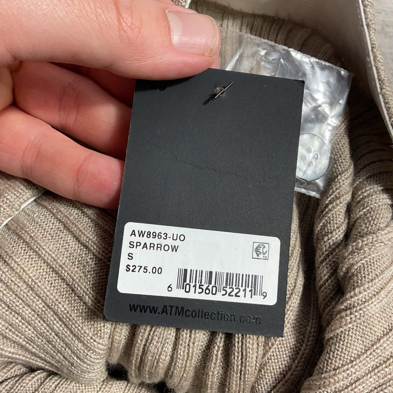 ATM Anthony Thomas Melillo Taupe Merino Wool Faux Button Mini Skirt - Size S