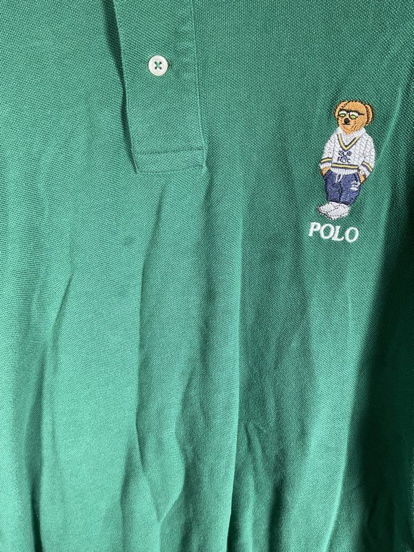 Ralph Lauren Men's Custom Slim Fit Polo Bear Mesh Polo Shirt Green-Size XXL