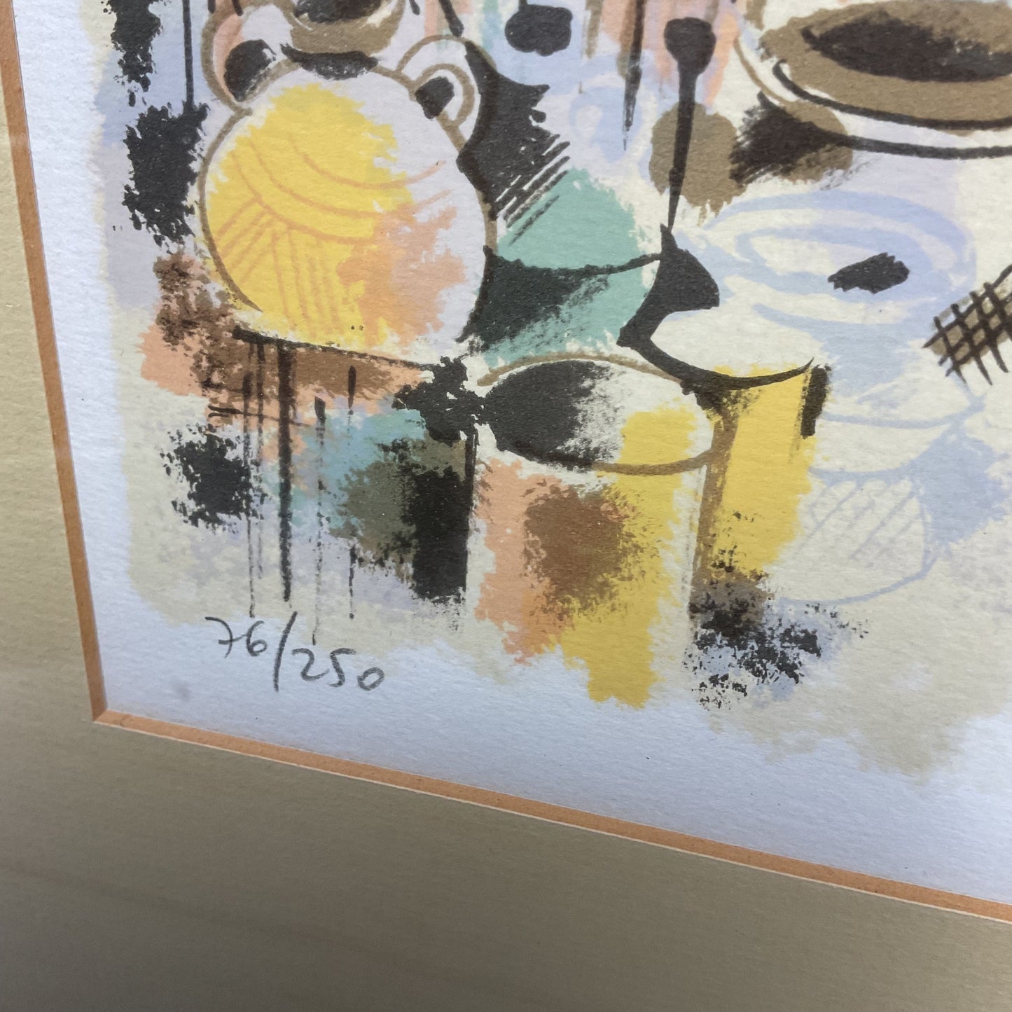 Old Man Walking Through Market Print Lithograph by Schmuel Katz Signed 76/250