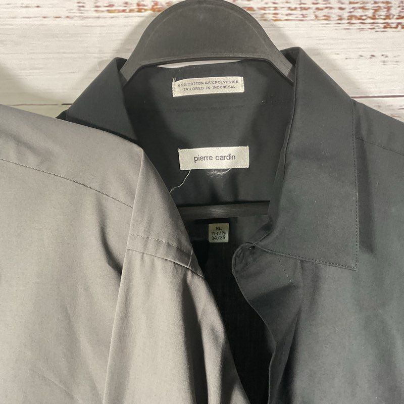 Pierre Cardin 2 pc. Button Up Dress Shirt Lot Black/Gray Men's Size XL
