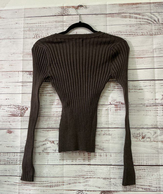 Women's Quince Brown LS Ribbed Top Size M