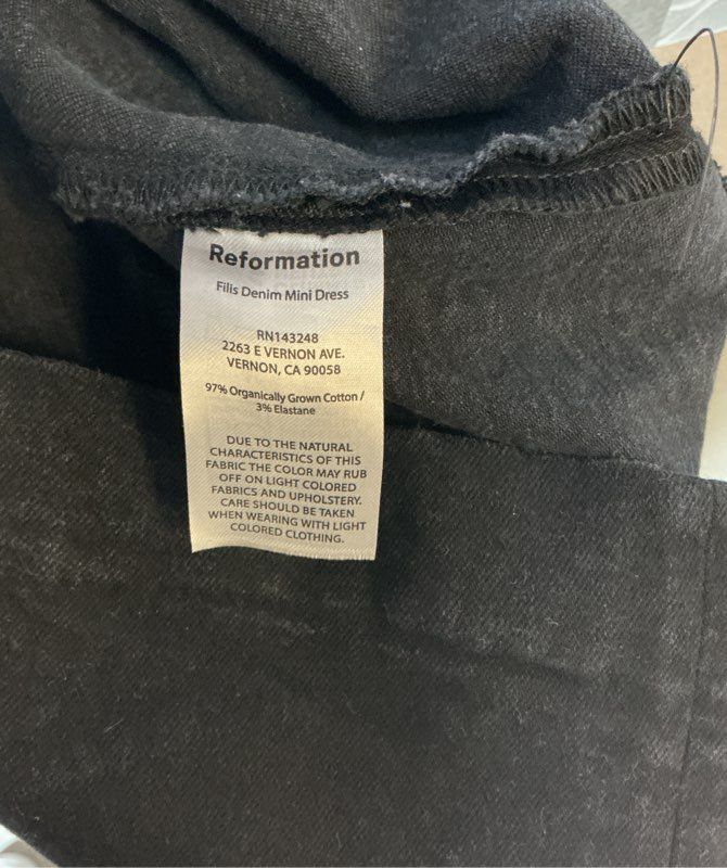 Women's Reformation Jeans Black Filis Denim Mini Dress Size 2
