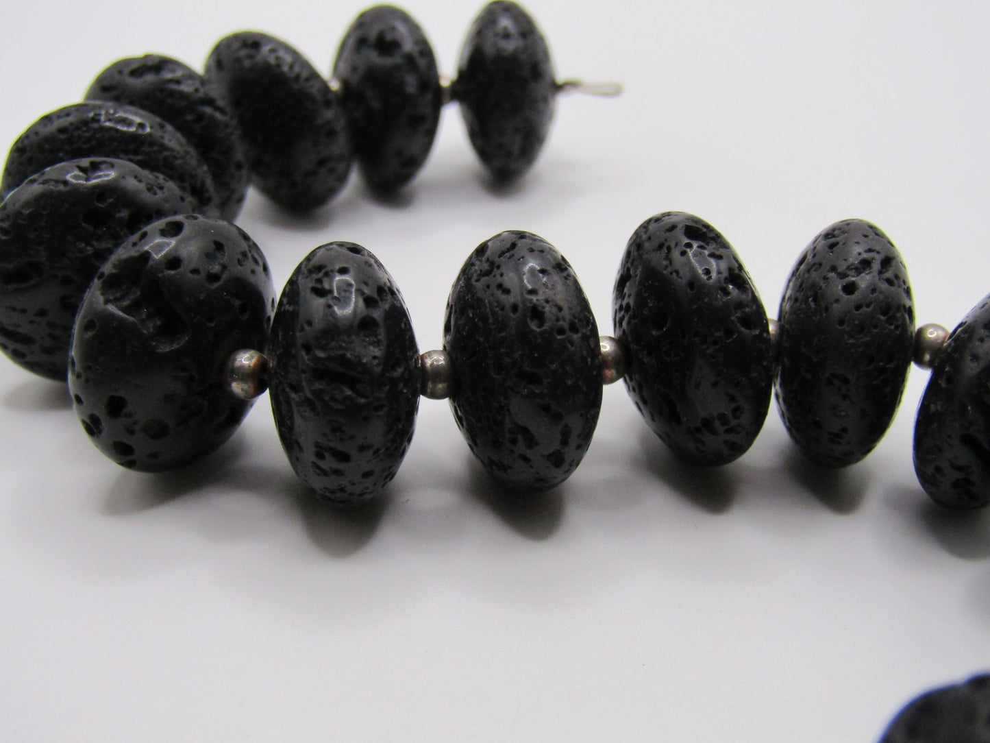 6 1/4" 15mm Lava Rock Stone Beaded Bracelet With Sterling Silver Clasp