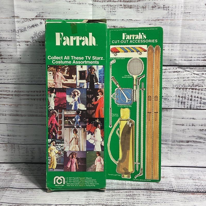 VTG. 1977 Mego Corp Superstars 12" Farrah Fawcett Celebrity Fashion Doll, OG Box