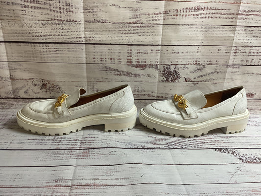 Tory Burch White Leather Loafer Horse Bridle Shoe Women 9.5